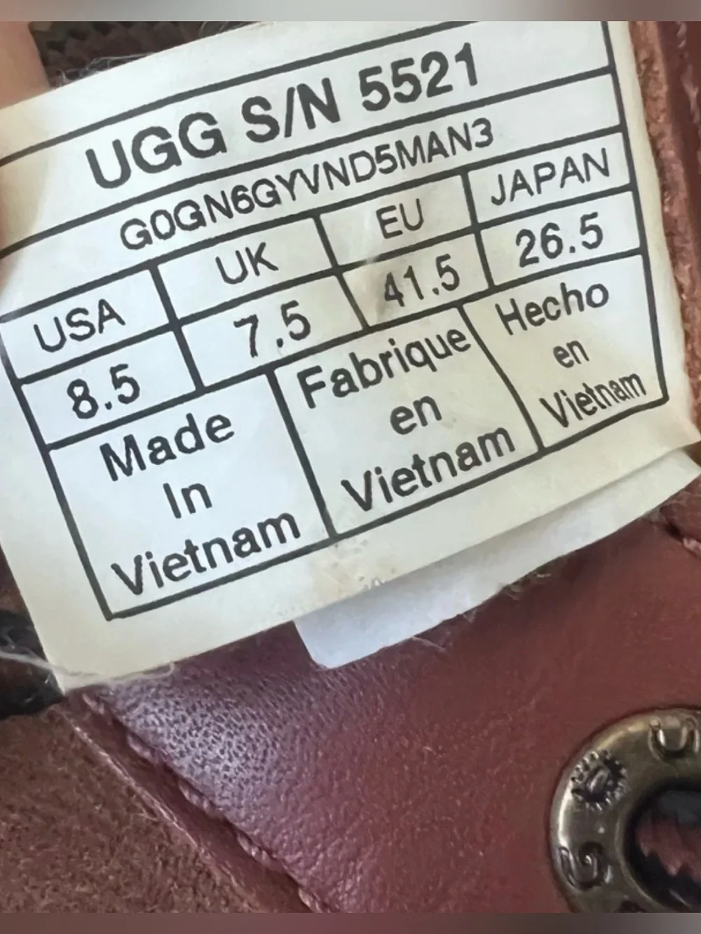 UGG Butte 5521 Men’s 8.5 Waterproof Leather Vibram Winter Snow Boots Brown